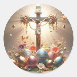 Jezus Christus op een kruis Ronde Sticker