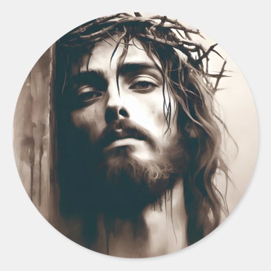 Jezus Christus op het kruis Pasen Ronde Sticker (Voorkant)