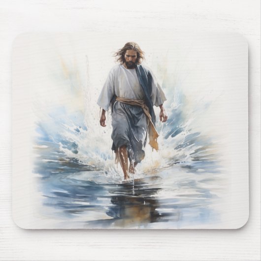 Jezus Christus op het water, Christelijk #10 Muismat (Voorkant)