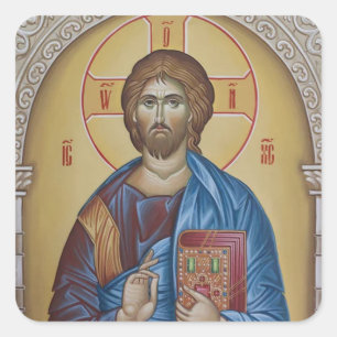 Jezus Christus orthodox Christelijk pictogram Vierkante Sticker