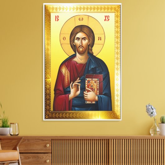 Jezus Christus orthodox icoon Canvas Afdruk (Insitu (Woonkamer))