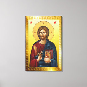 Jezus Christus orthodox icoon Canvas Afdruk