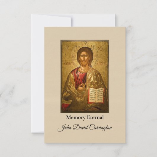 Jezus Christus Orthodoxe Christelijke Icoon Begraf Bedankkaart (Voorkant)