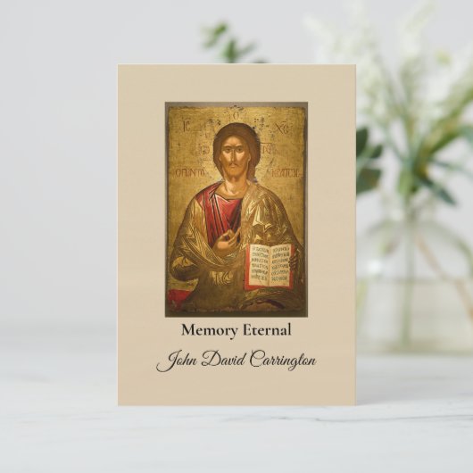 Jezus Christus Orthodoxe Christelijke Icoon Begraf Bedankkaart (Staand voorkant)