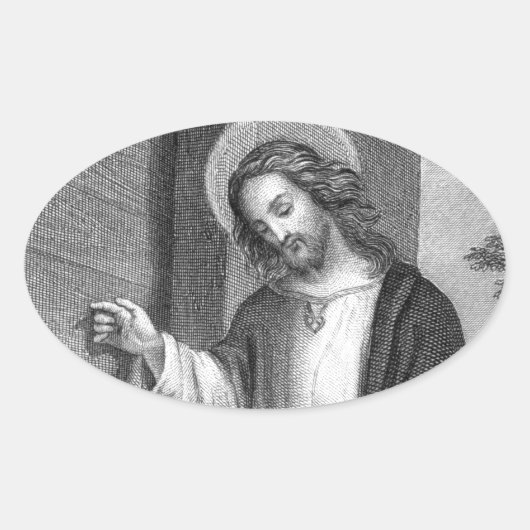Jezus Christus Ovale Sticker (Voorkant)