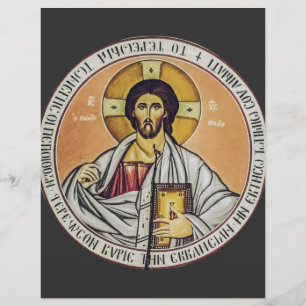 Jezus Christus Pantocrator Byzantijnse icoon kunst Flyer