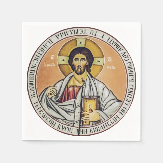 Jezus Christus Pantocrator Byzantijnse icoon kunst Servet (Voorkant)