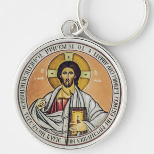 Jezus Christus Pantocrator Byzantijnse icoon kunst Sleutelhanger