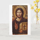 Jezus Christus Pantocrator Christelijk Pictocon Kaart (Gele Bloem)