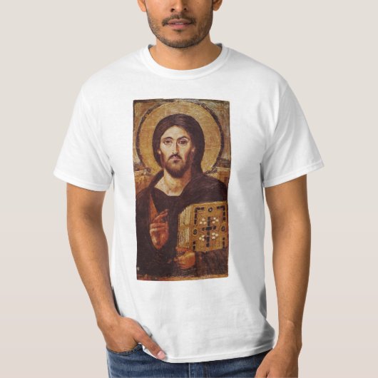 Jezus Christus Pantocrator Christelijk Pictocon T-shirt (Voorkant)