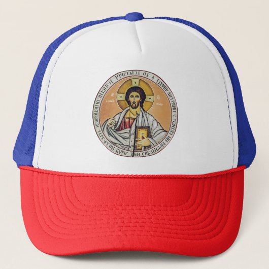 Jezus Christus Pantocrator koepel van de Kerk Trucker Pet (Voorkant)
