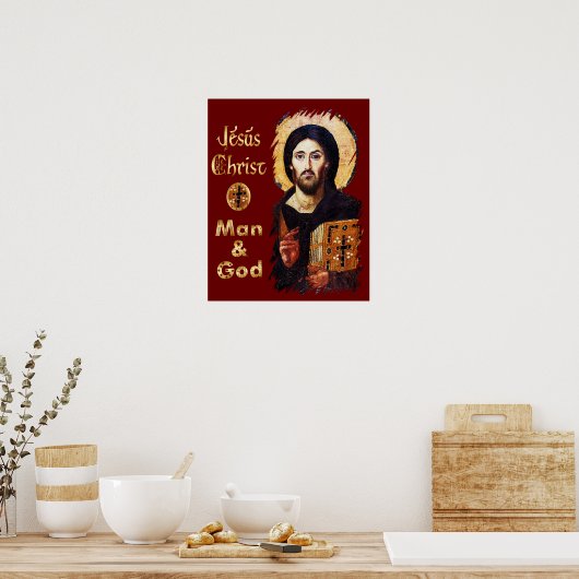 Jezus Christus Pantocrator Man en God katholiek Poster (Keuken)