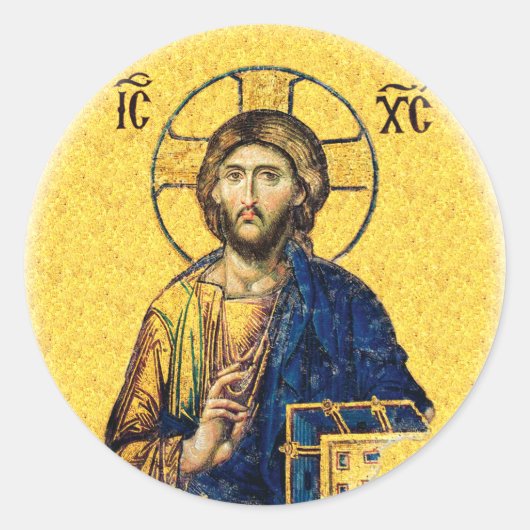 Jezus Christus Pantocrator Ronde Sticker (Voorkant)
