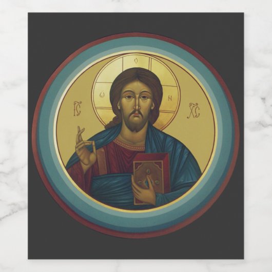 Jezus Christus Pantocrator Wijn Etiket (Enkel label)