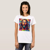 Jezus Christus Pasen Kerstmis Kleurrijk Abstract T-shirt (Voorkant volledig)