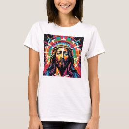 Jezus Christus Pasen Kerstmis Kleurrijk Abstract T-shirt