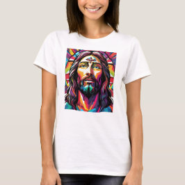 Jezus Christus Pasen Kerstmis Kleurrijk Abstract T-shirt