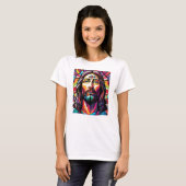 Jezus Christus Pasen Kerstmis Kleurrijk Abstract T-shirt (Voorkant volledig)