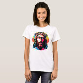 Jezus Christus Pasen Kerstmis Kleurrijk Abstract T-shirt (Voorkant volledig)