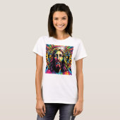 Jezus Christus Pasen Kerstmis Kleurrijk Abstract T-shirt (Voorkant volledig)