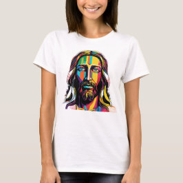 Jezus Christus Pasen Kerstmis Kleurrijk Abstract T-shirt