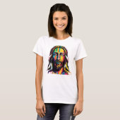 Jezus Christus Pasen Kerstmis Kleurrijk Abstract T-shirt (Voorkant volledig)