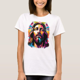 Jezus Christus Pasen Kerstmis Kleurrijk Abstract T-shirt