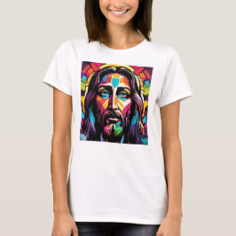 Jezus Christus Pasen Kerstmis Kleurrijk Abstract T-shirt