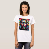 Jezus Christus Pasen Kerstmis Kleurrijk Abstract T-shirt (Voorkant volledig)