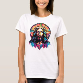 Jezus Christus Pasen Kerstmis Kleurrijk Abstract T-shirt