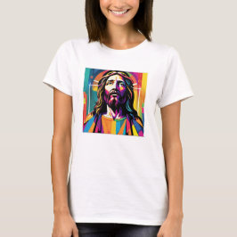 Jezus Christus Pasen Kerstmis Kleurrijk Abstract T-shirt