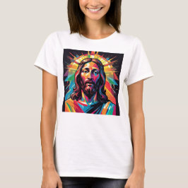 Jezus Christus Pasen Kerstmis Kleurrijk Abstract T-shirt