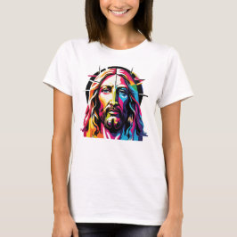 Jezus Christus Pasen Kerstmis Kleurrijk Abstract T-shirt