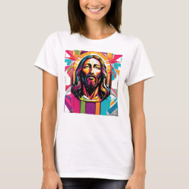 Jezus Christus Pasen Kerstmis Kleurrijk Abstract T-shirt