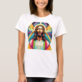 Jezus Christus Pasen Kerstmis Kleurrijk Abstract T-shirt