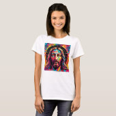 Jezus Christus Pasen Kerstmis Kleurrijk Abstract T-shirt (Voorkant volledig)