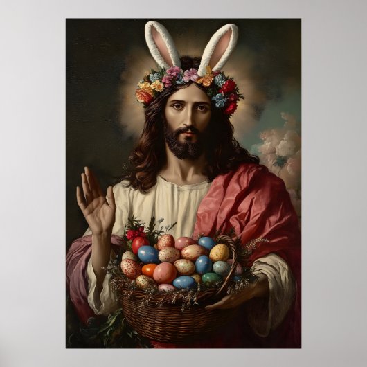Jezus Christus Pasen Portret Meme Schilderij Poster (Voorkant)