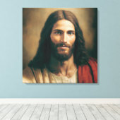 Jezus Christus Portret op Canvas 24x24 Afdruk (Insitu (Houten vloer))