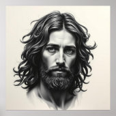 Jezus Christus - Portret van houtskool Poster (Voorkant)