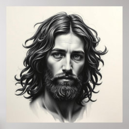 Jezus Christus - Portret van houtskool Poster