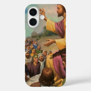  Jezus Christus Preek op de Berg, Vintage Religie iPhone 16 Hoesje