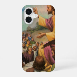 Jezus Christus Preek op de Berg, Vintage Religie iPhone 16 Hoesje