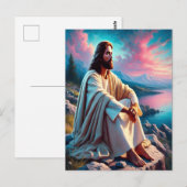 Jezus Christus reflecteert naast zachte kust Briefkaart (Voorkant / Achterkant)
