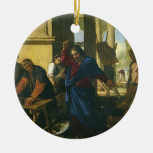 Jezus Christus Reiniging van de Tempel Keramisch Ornament