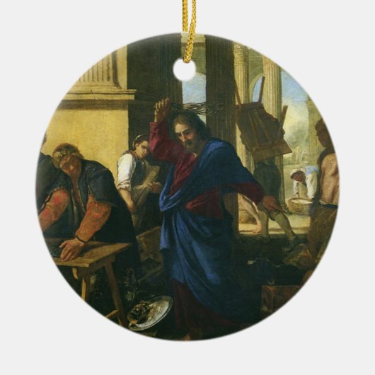 Jezus Christus Reiniging van de Tempel Keramisch Ornament (Voorkant)