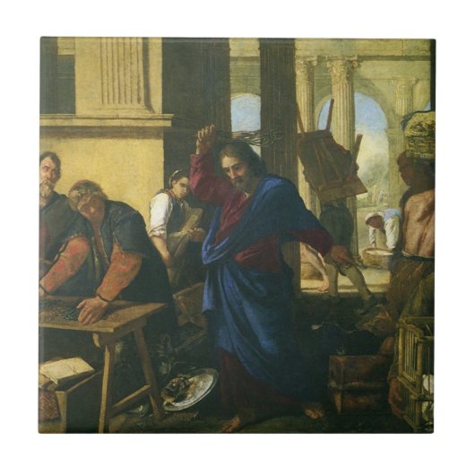 Jezus Christus Reiniging van de Tempel Tegeltje (Voorkant)