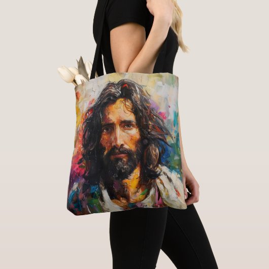 Jezus Christus Religie Kleur Tote Bag (Dichtbij)