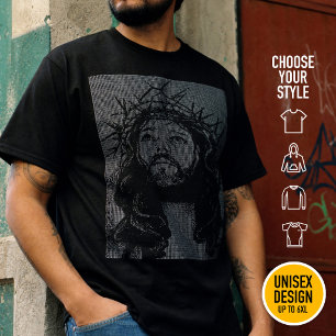 Jezus Christus Retro Nerd Techno Ascii Kunst 80s G T-shirt
