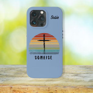 Jezus Christus Retro Sunrise Cross Christelijk Case-Mate iPhone Case