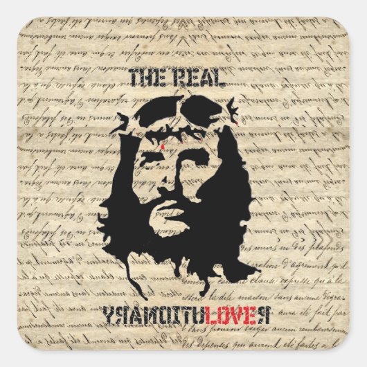 Jezus Christus revolutionair Vierkante Sticker (Voorkant)